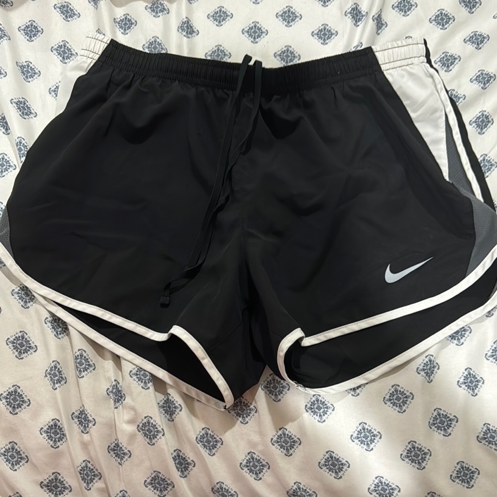 Nike Women's Black, White, and Grey Athletic Shorts